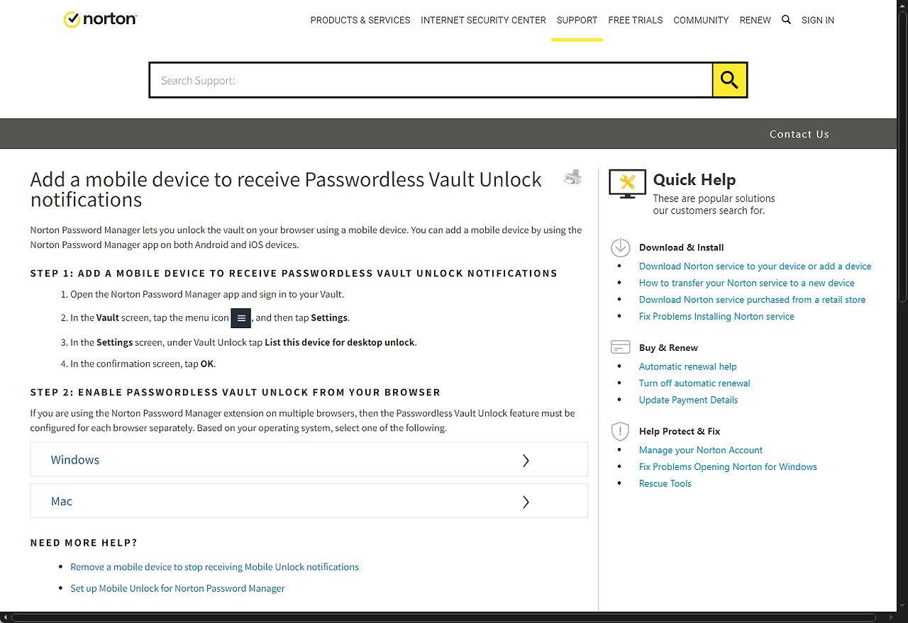 노턴 패스워드 매니저 볼트 패스워드 언락 장치 설정하기 - Norton Password Manager, Valt Password