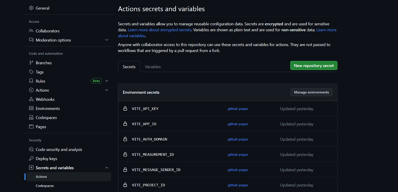 vite + react + github page 배포 환경에서 환경변수 설정