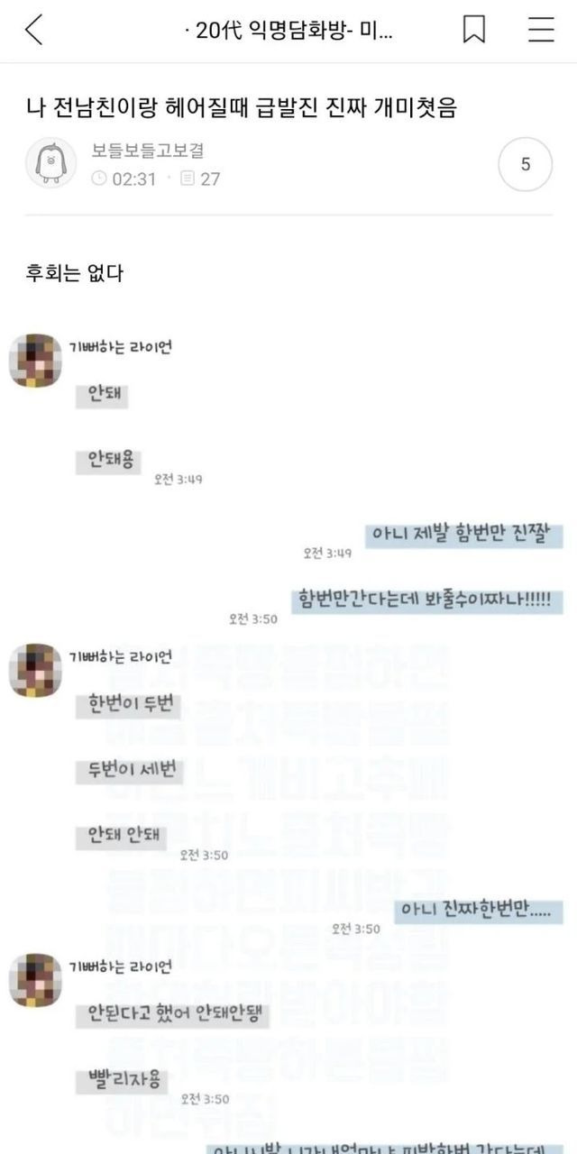 나 전남친이랑 헤어질때 급발진 진짜 개미쳣음