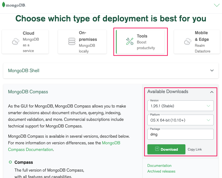 macOS에서 MongoDB의 GUI 도구를 설치하는 방법