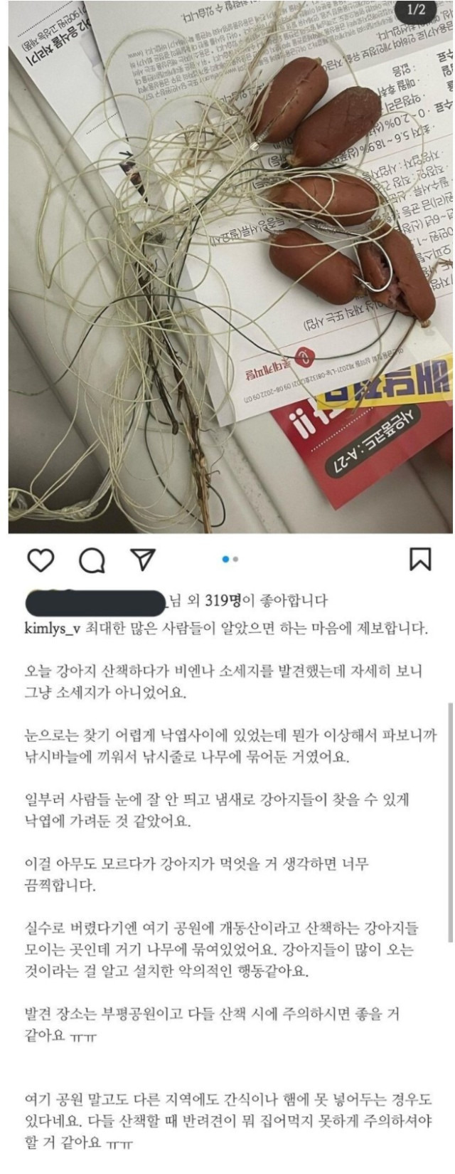 부평공원에서 발견된 소세지