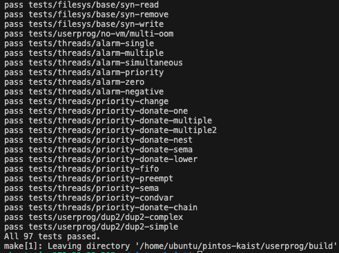 [DevLog][PintOS] PRJ2 User Program/Out of Memory Test