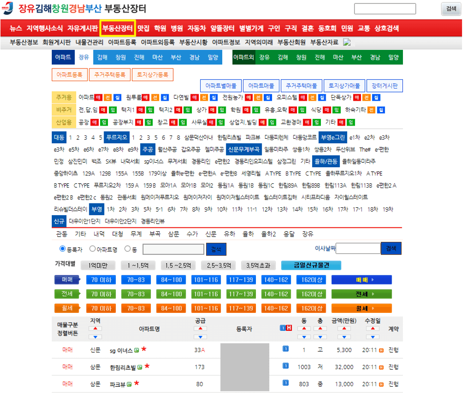 장유넷 구인구직 부동산 정보 - 지식 공유 사이트