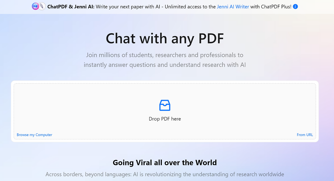 PDF를 업로드하고 인공지능과 대화하는 가능한 - ChatPDF 사이트 소개 1 ChatPDF 공식사이트