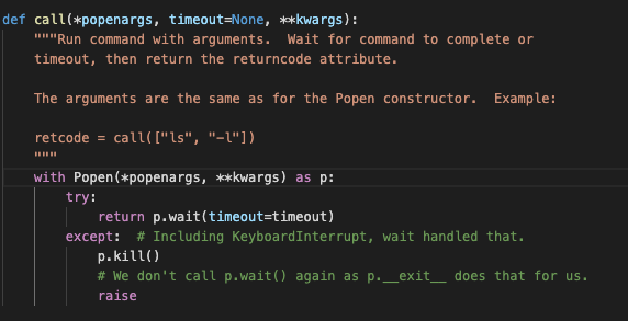 python call subprocess in background