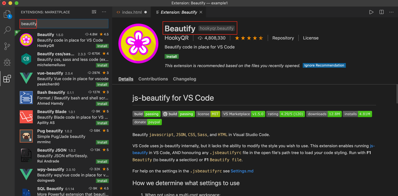 code beautify javascript