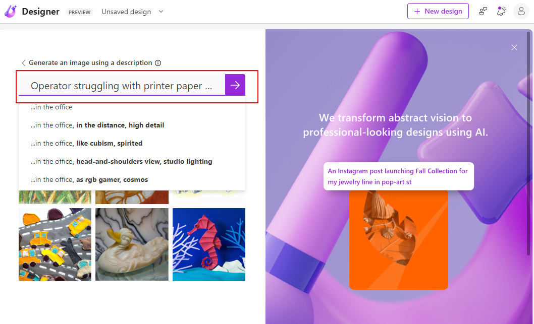 텍스트로 디자인 템플릿을 만들어 주는 Microsoft Designer 사용하기 4 ywAAAAAAQABAAACAUwAOw==
