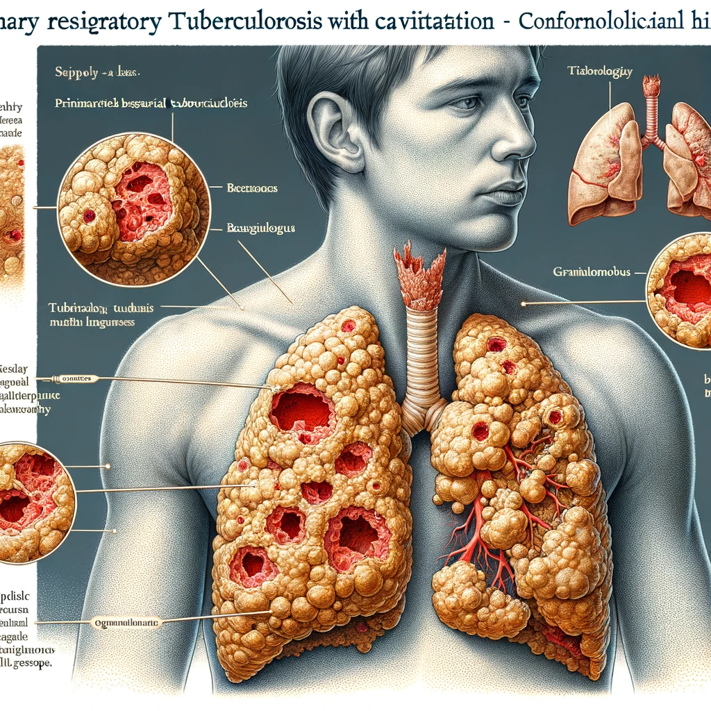 A15.70 세균학적 및 조직학적으로 확인된 공동이 있는 일차호흡기결핵(Primary respiratory tuberculosis with cavitation, confirmed bacteriologically and histologically)