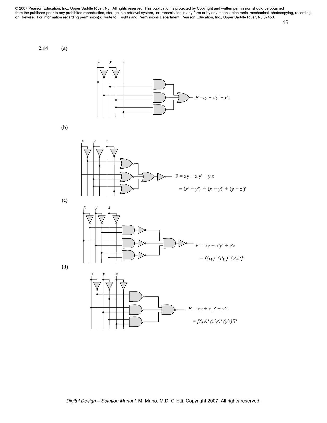 Solution manual to digital logic and computer design by m morris mano