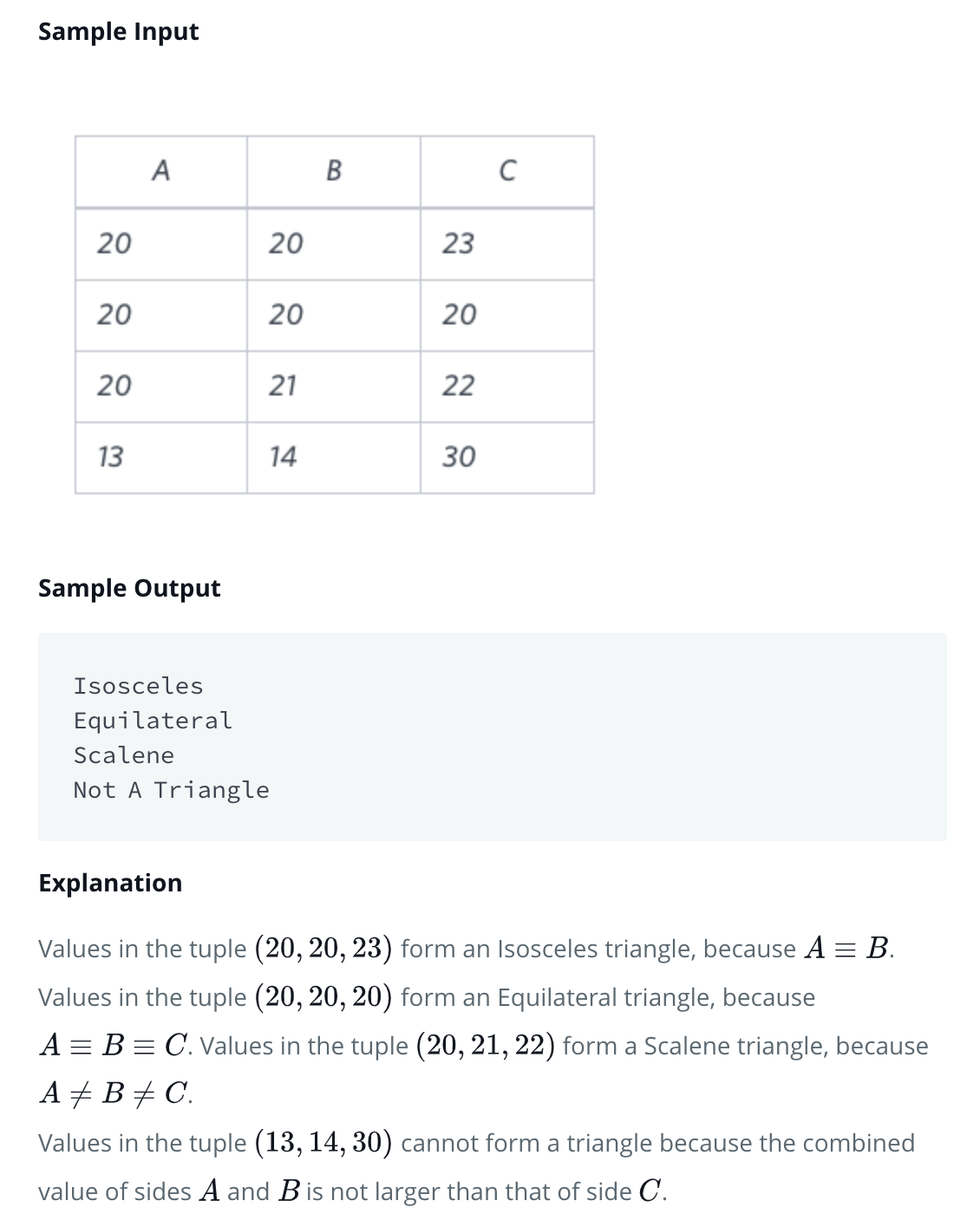 [HackerRank] Type of Triangle