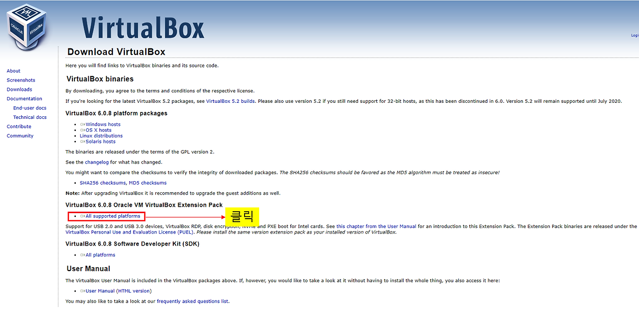 oracle virtualbox extension pack