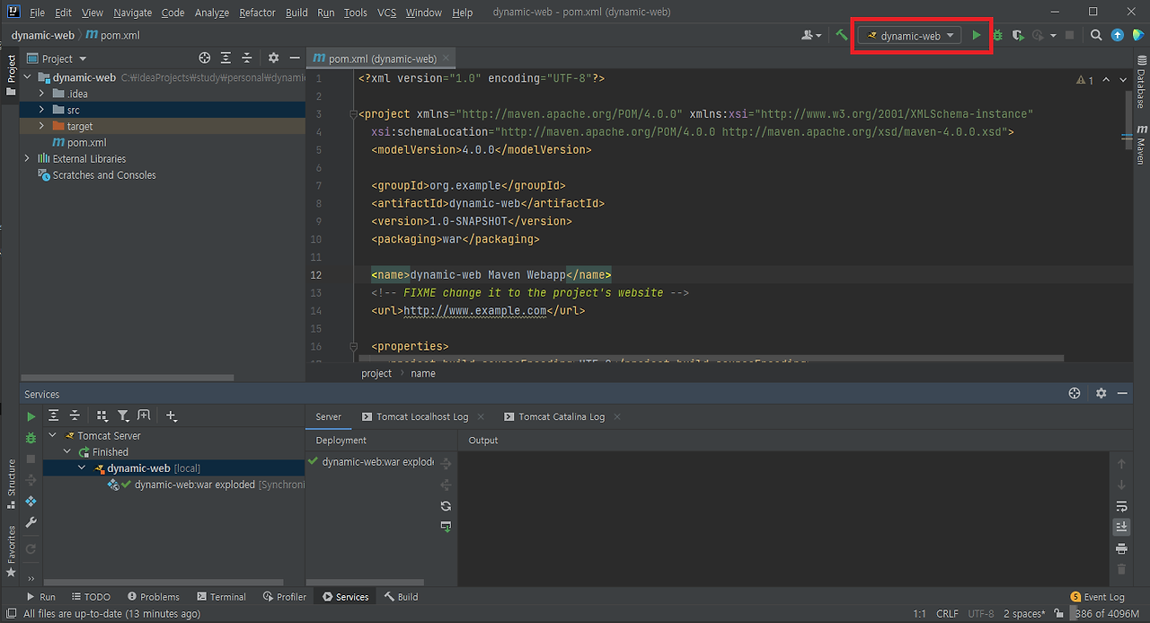dynamic web project in intellij