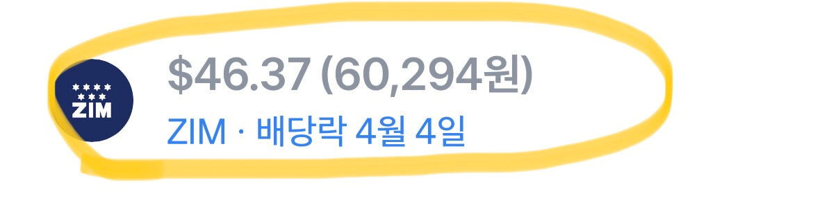 20만원 넣고 배당금 6만원 받는 주식, 고배당주 ZIM 알아보기 26 저의 ZIM 배당금내역, 무려 6만원!