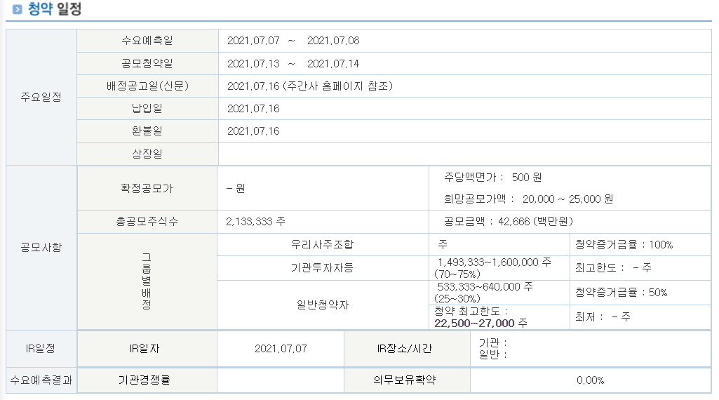 7월 공모주 청약일정