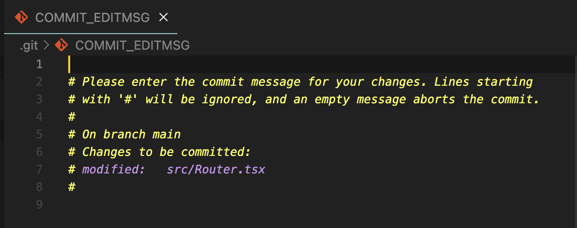 vscode로 열린 commit 에디터