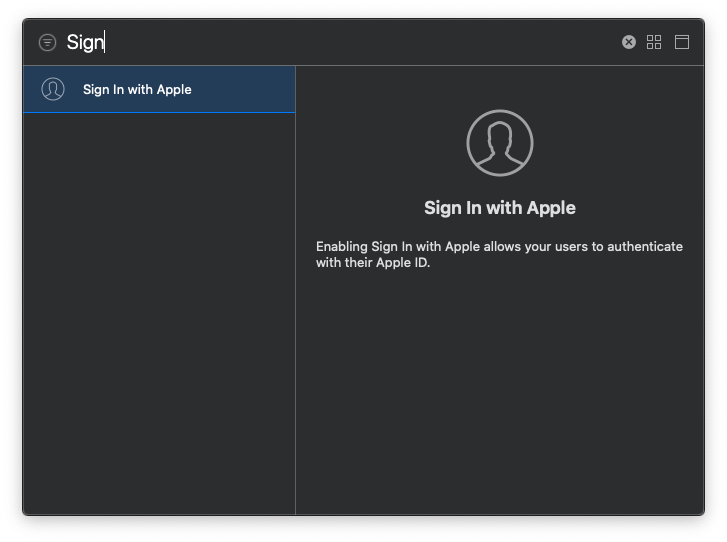 Sign In with Apple 검색