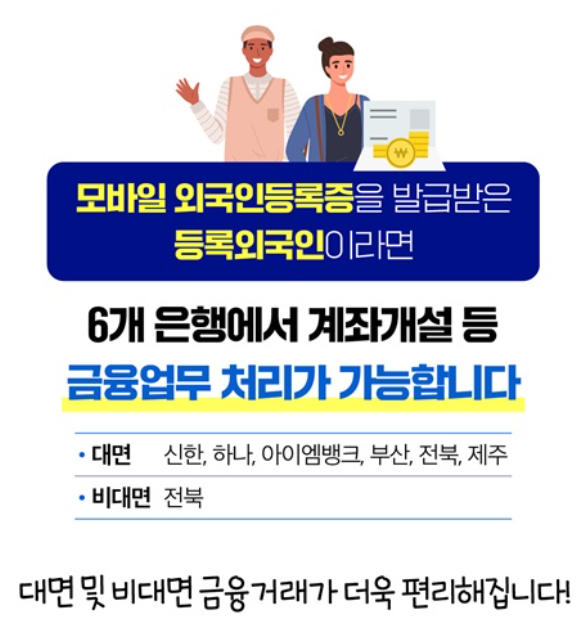 외국인 모바일 등록증 발급 방법 - 계좌개설 가능한 6개 은행