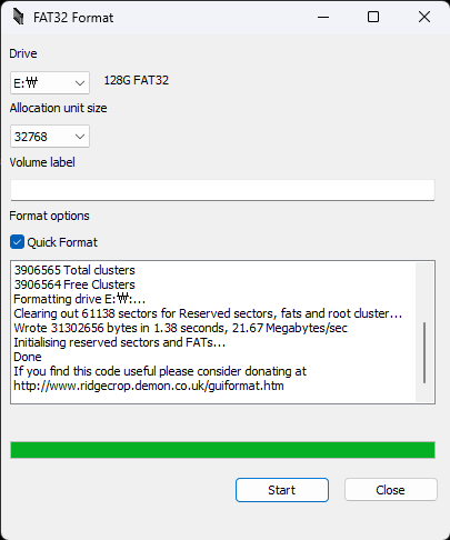 대용량 SD Card / USB 메모리 FAT32 포맷 - GUIFormat