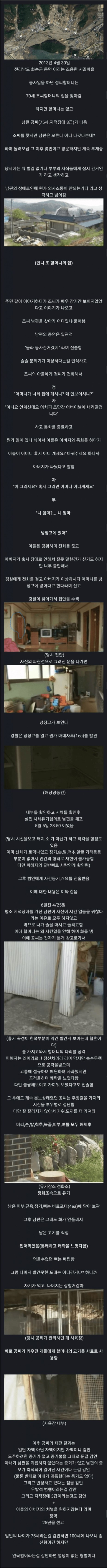 (잔인함 주의) 아내 살인 후 시신 일부 먹은 화순 인육사건