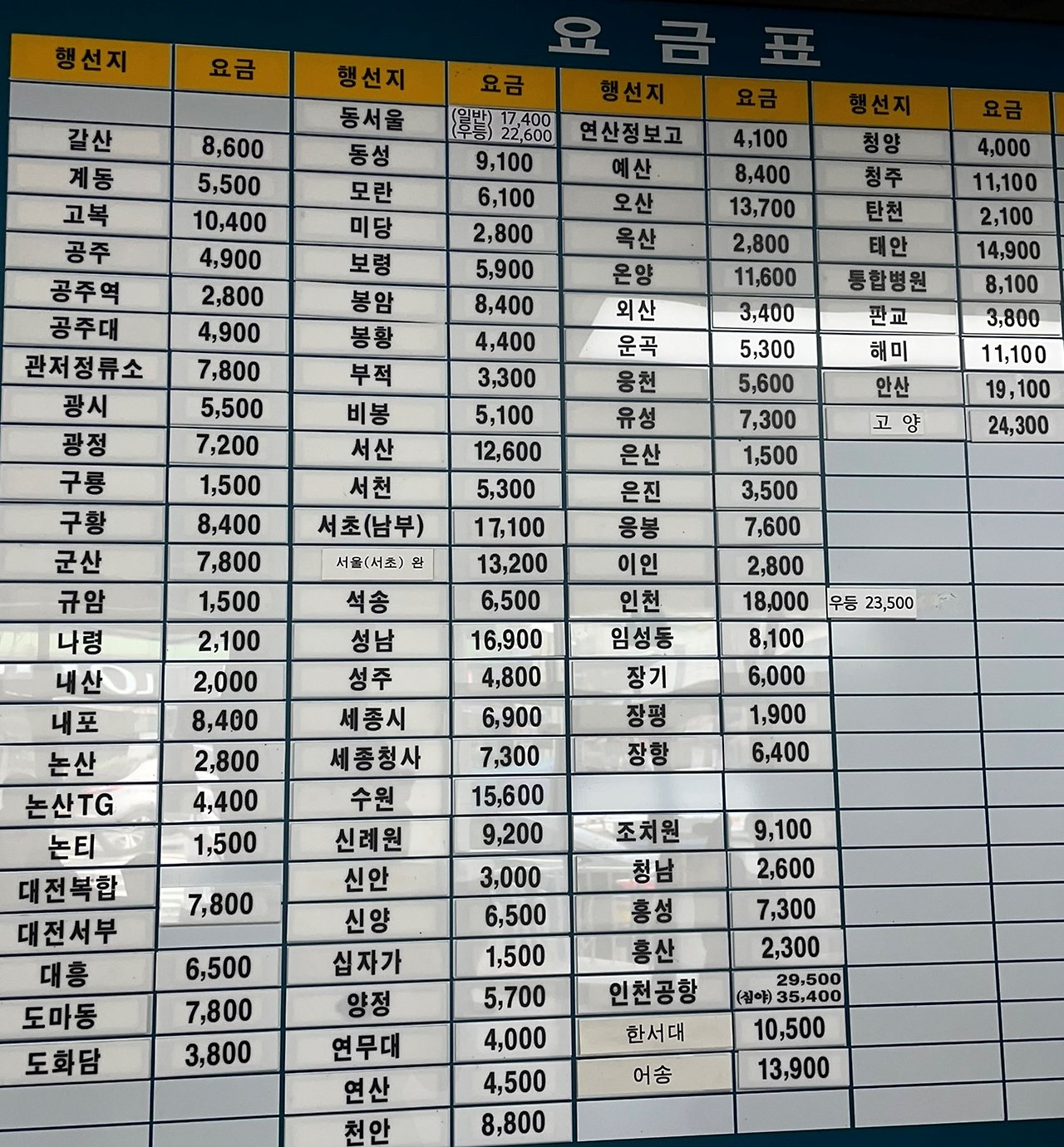 부여 시외버스터미널 시간표 요금표 리뷰 [부여 터미널 운행시간표]