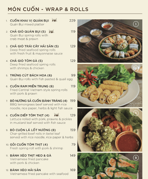 호치민 맛집 콴 부이 가든 메뉴