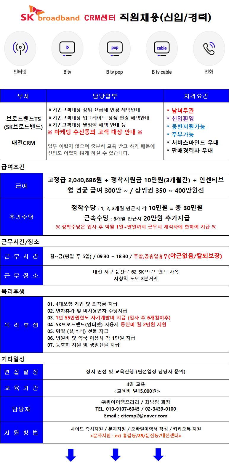 [(주)씨아이템프러리] [대전] 월 평균-300만/주5일/칼퇴근보장 [티에스] 신입채용 - 사람인