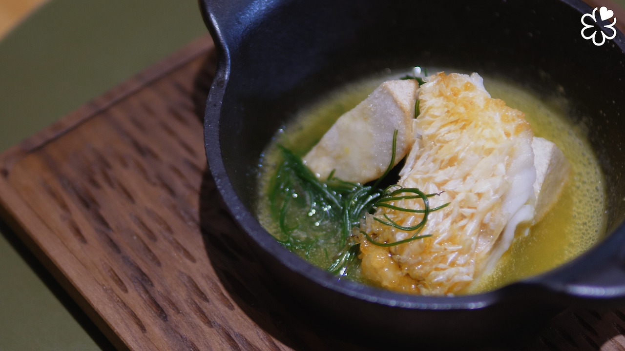 Tilefish, Saffron, Barilla, Spring Onions, Taro