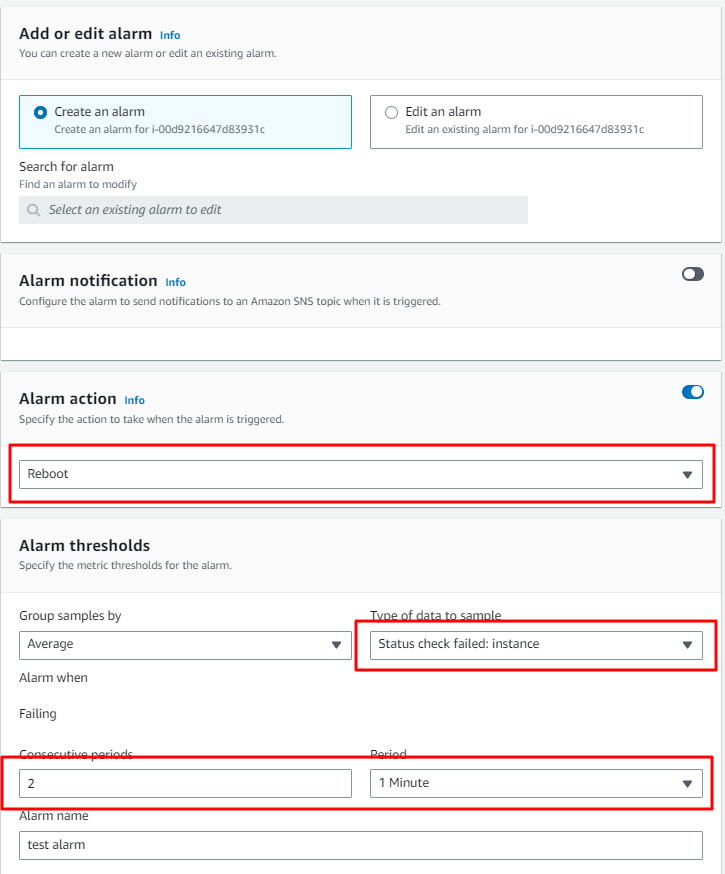 EC2 Status check failed시 자동으로 재부팅 하는 방법