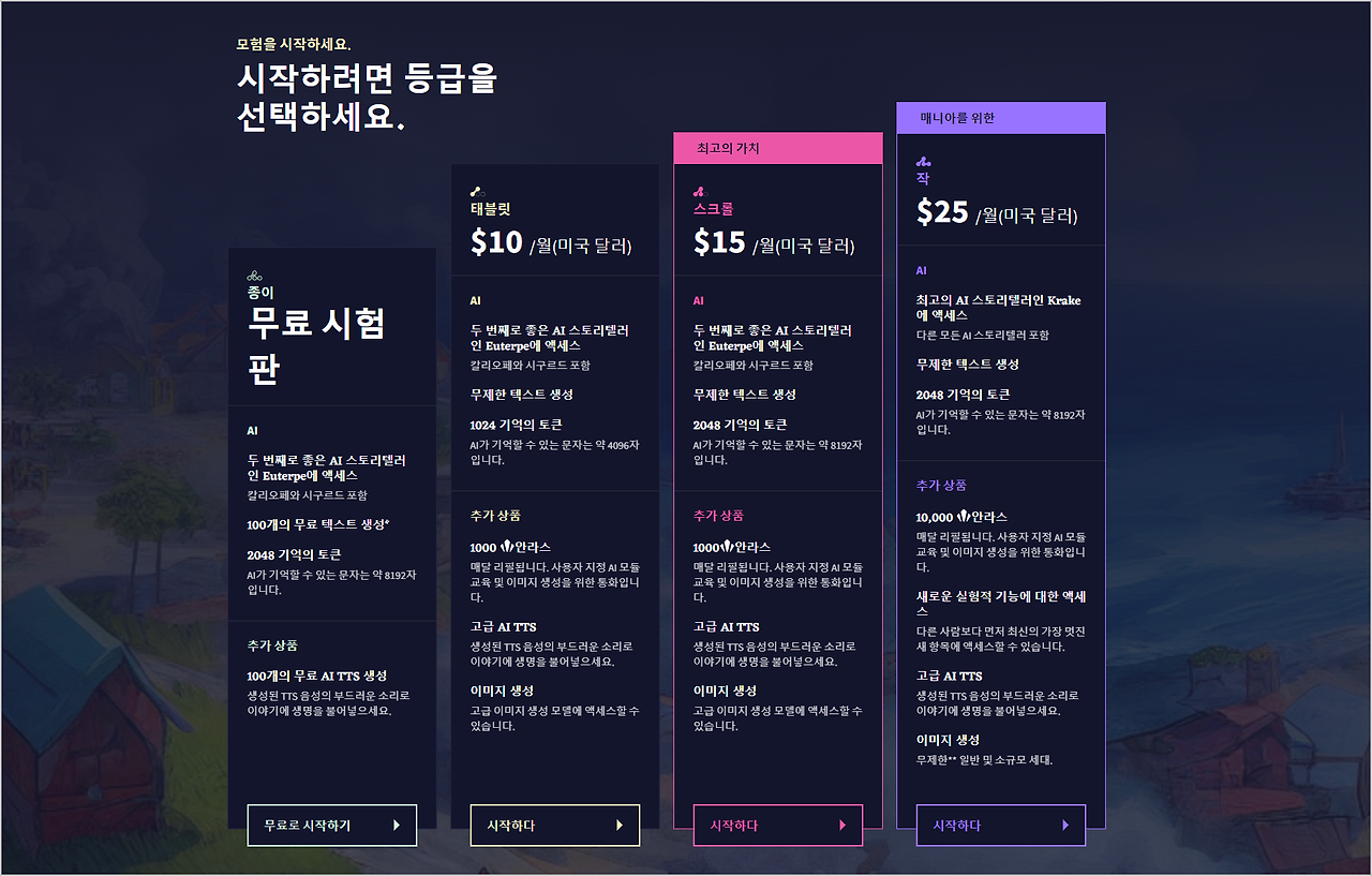 노벨 AI (Novel AI) 무료 가입 및 ai 그림 생성 사용 방법 4 노벨ai 등급