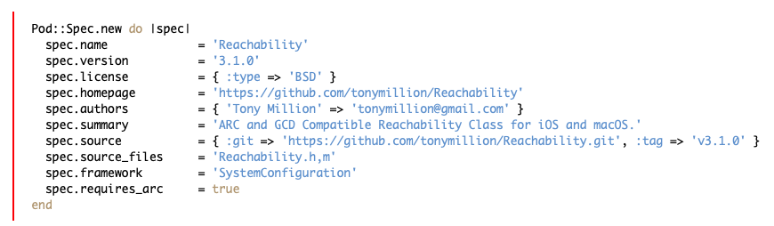 Pod Spec File