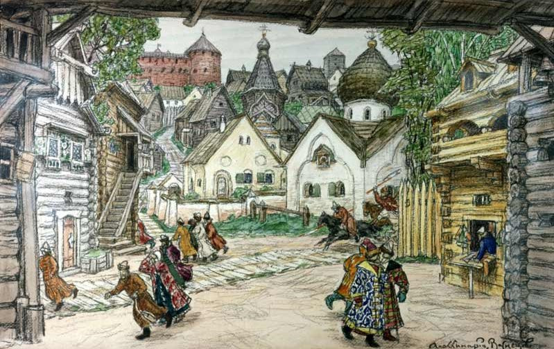 Oprichnik by Apollinary Vasnetsov (The street in the town)