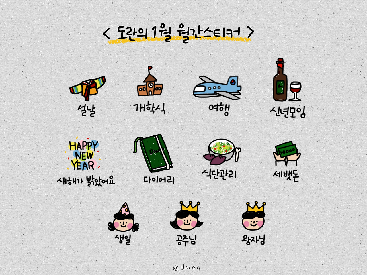 굿노트 1월 다이어리 꾸미기 스티커 공유 / Goodnotes Sticker Free