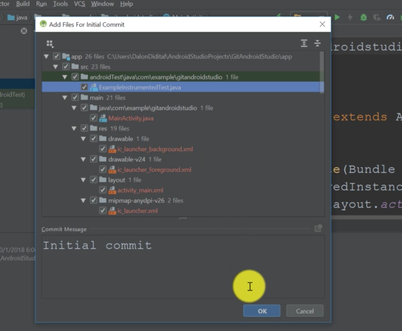 Android studio откатить изменения git