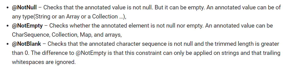 spring boot validation annotations