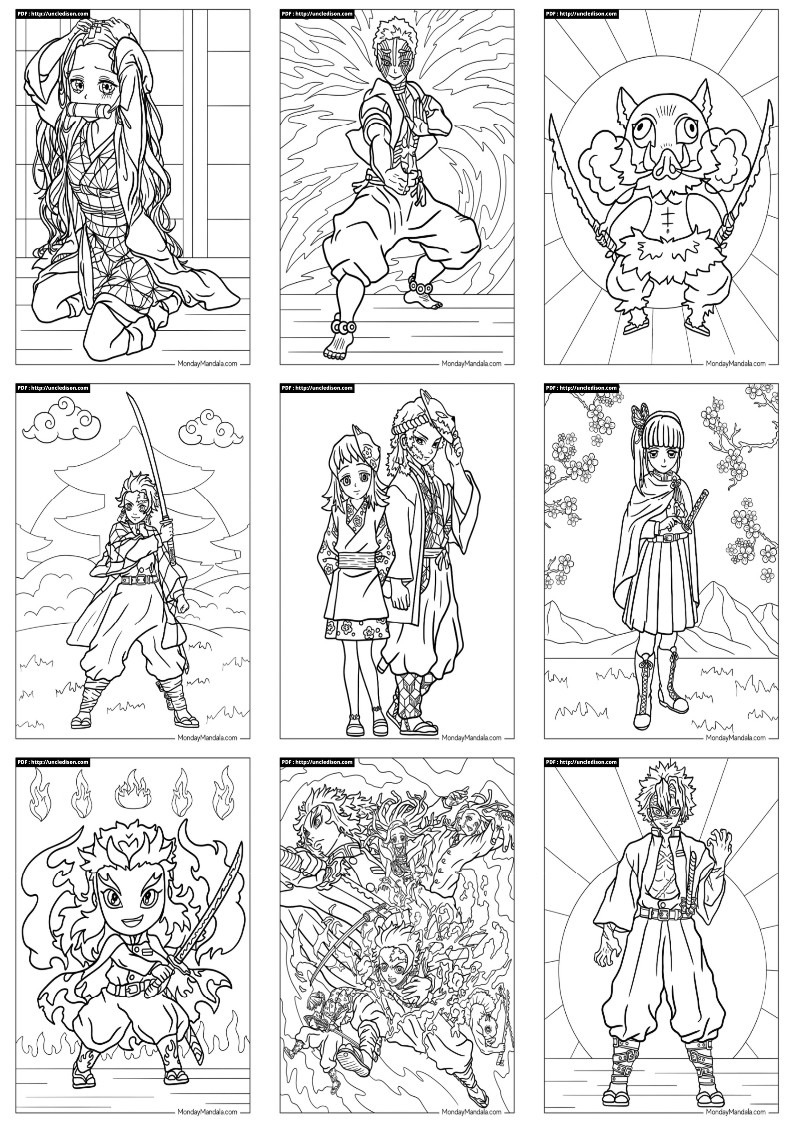 귀멸의 칼날 색칠공부 도안 무료 PDF