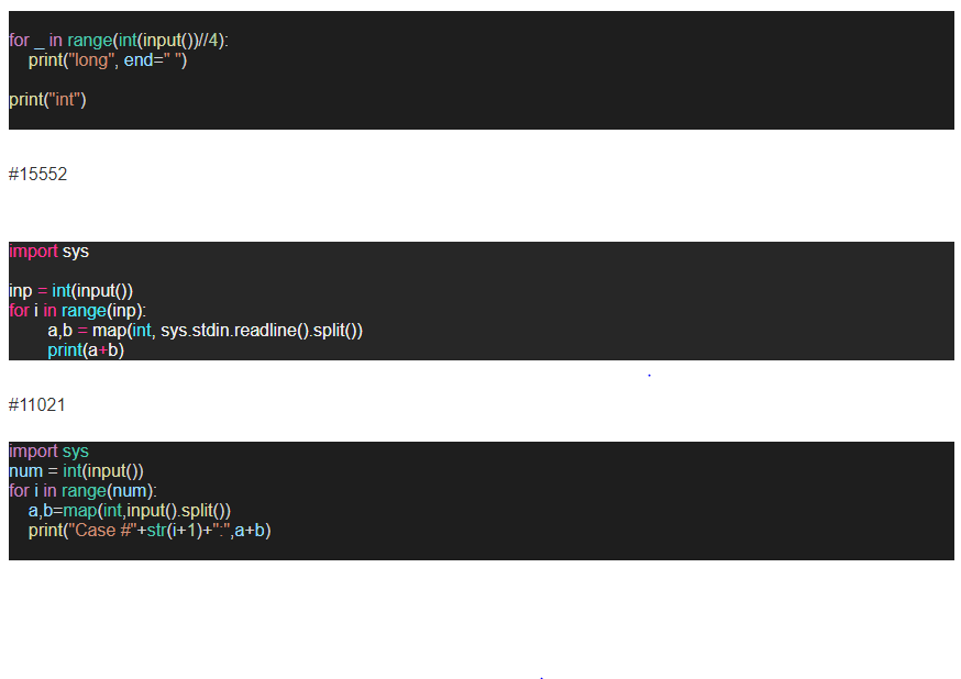 [python] [백준] [단계별로 풀어보기] [반복문] 정답.