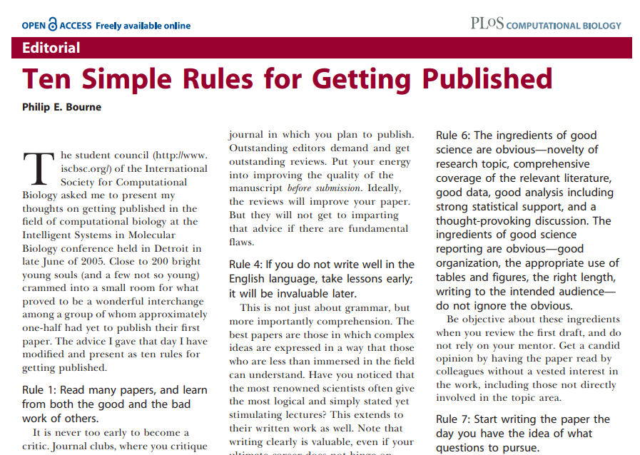 Ten Simple Rules for Getting Published :: MD & PhD