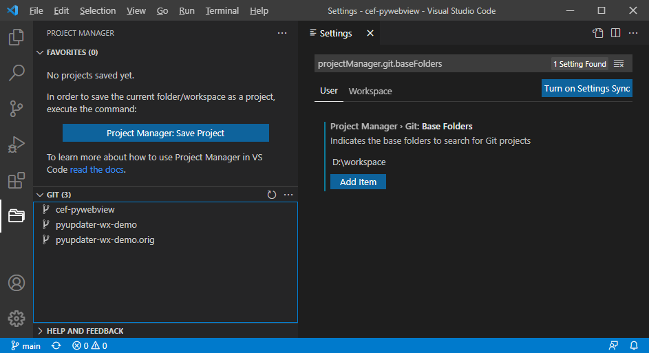 [VSCODE] Project 관리 (Project Manager Extension)