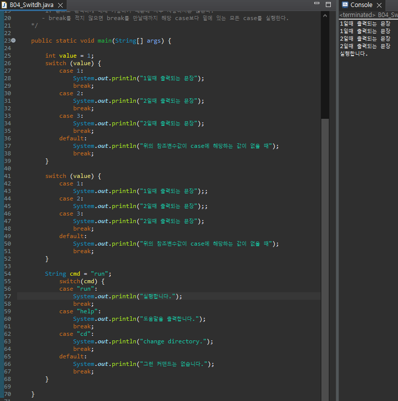 JAVA 조건문 switchcase