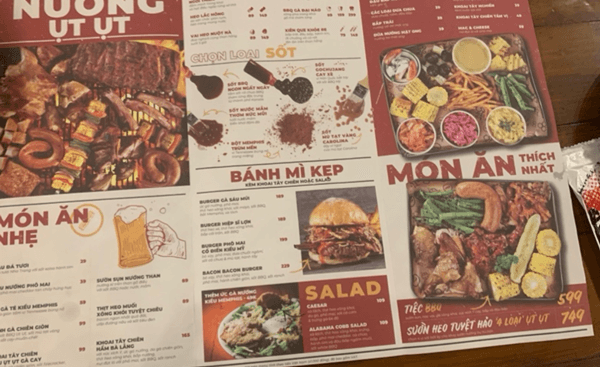 호치민 맛집 콴 웃웃 메뉴