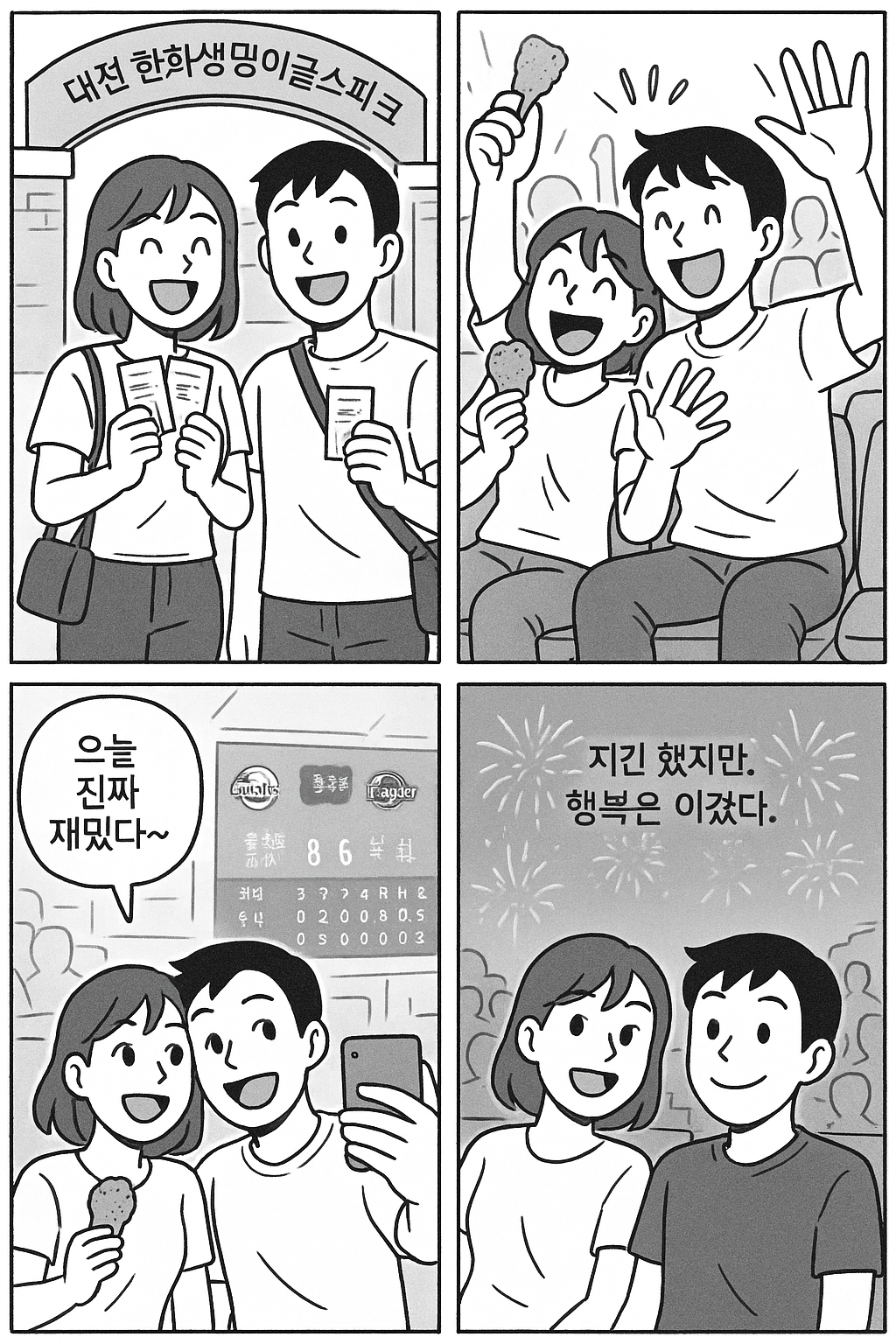 한화 이글스 행복 야구 4컷 만화, 2025년 5월 24일, 토요일 경기