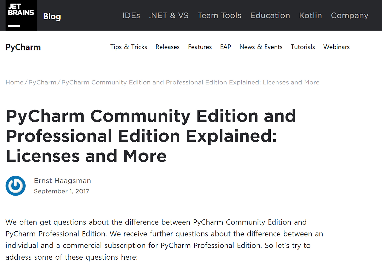 pycharm community edition commercial use