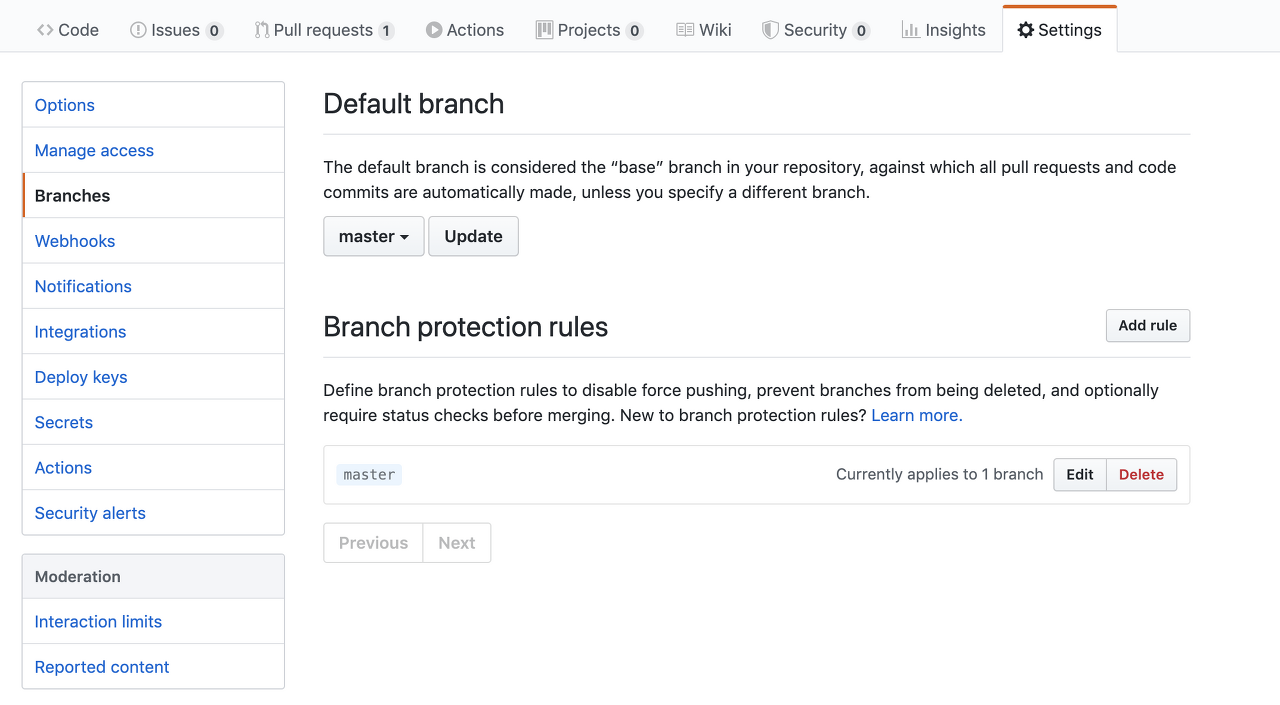 GitHub branch protection rule :: 그냥 좀 해