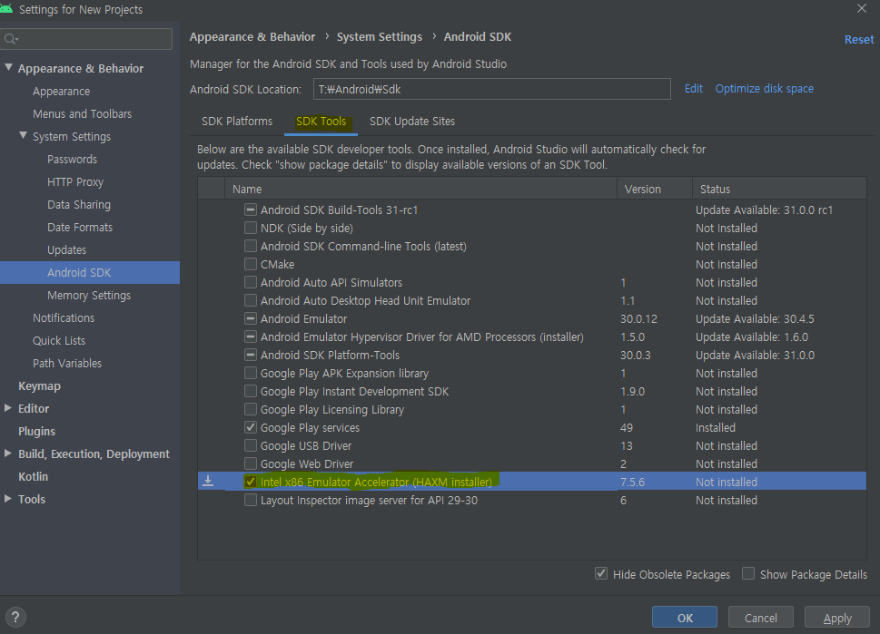 instal haxm android studio mac