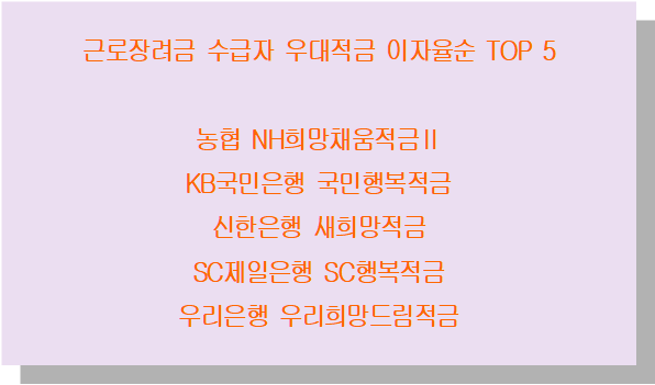 나만 아는 근로장려금 400% 활용하기!! 근로장려금 수급자 우대적금!! 이자율순 TOP 5!!(NH희망채움적금Ⅱ, 국민행복적금 ...