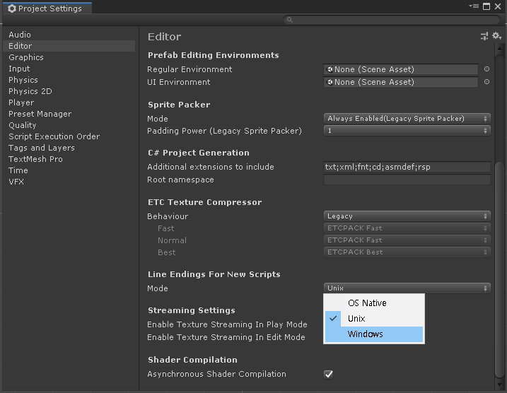 unity cloud build normalize line endings