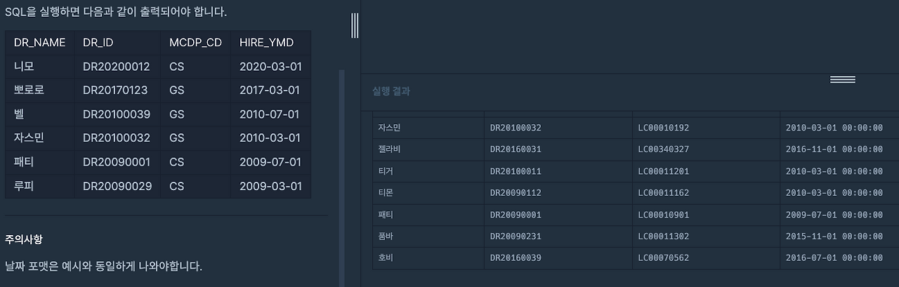 [MySQL] DATE_FORMAT(HIRE_YMD, '%Y-%m-%d')