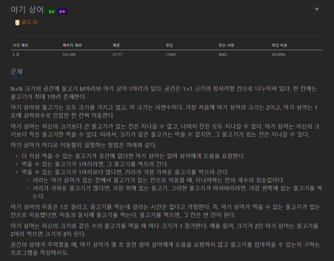 자바 | 백준 | 16236 | 아기 상어