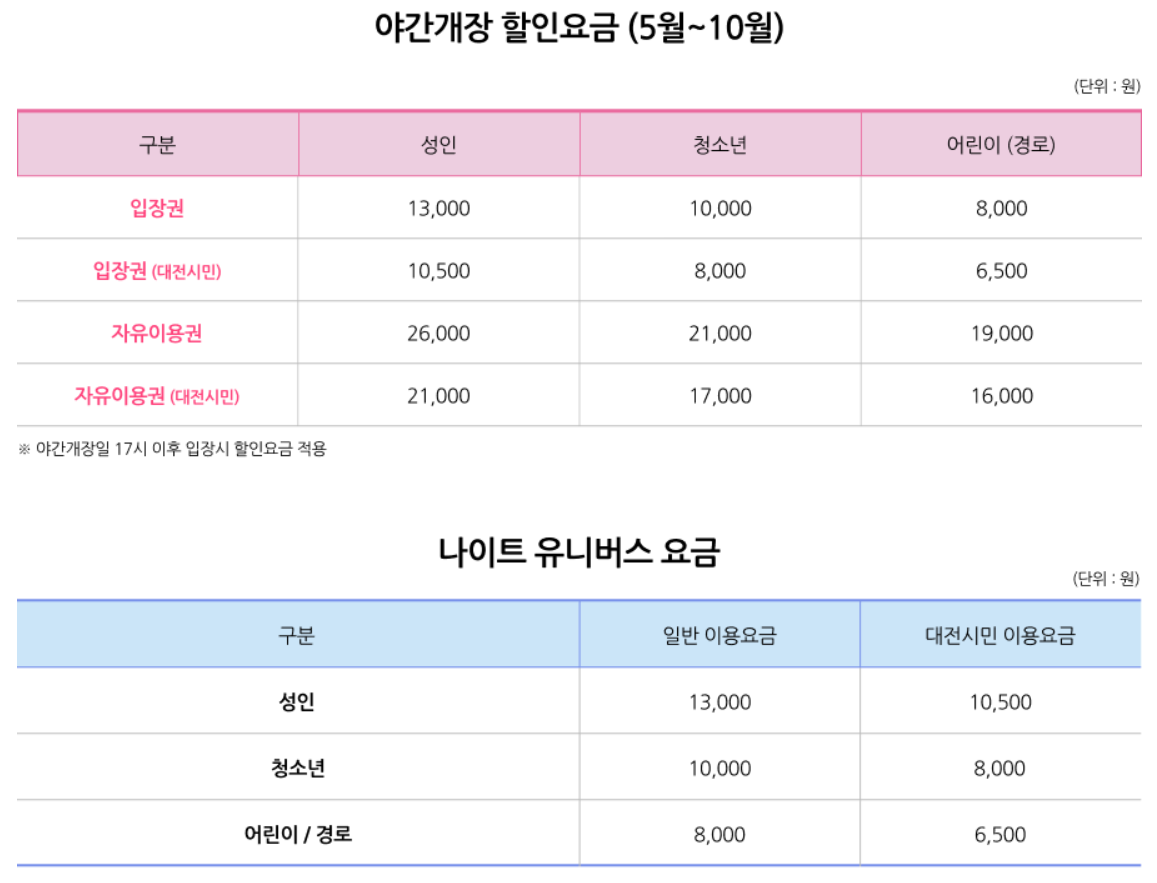 대전 오월드 나이트 유니버스 가족 여행, 데이트 추천 (22시 야간개장)