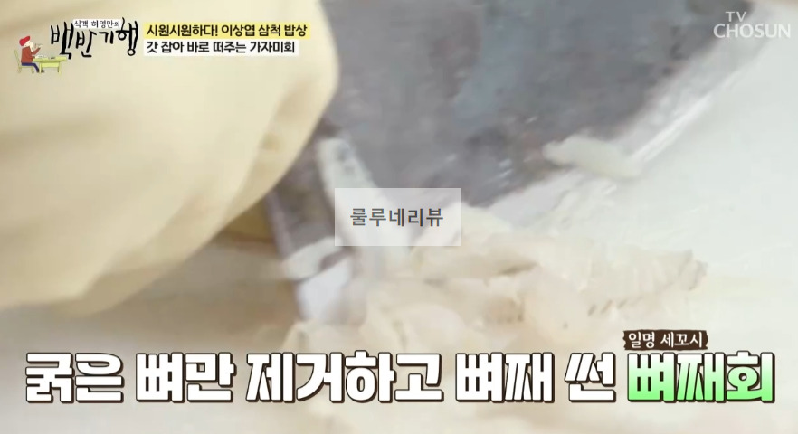 백반기행 가자미회 (가자미뼈째회), 곰치국 맛집 식당 촬영지 정보 - 시원시원하다 이상엽 삼척 밥상, 갓 잡아 떠주는, 시원 칼칼한 6 ywAAAAAAQABAAACAUwAOw==
